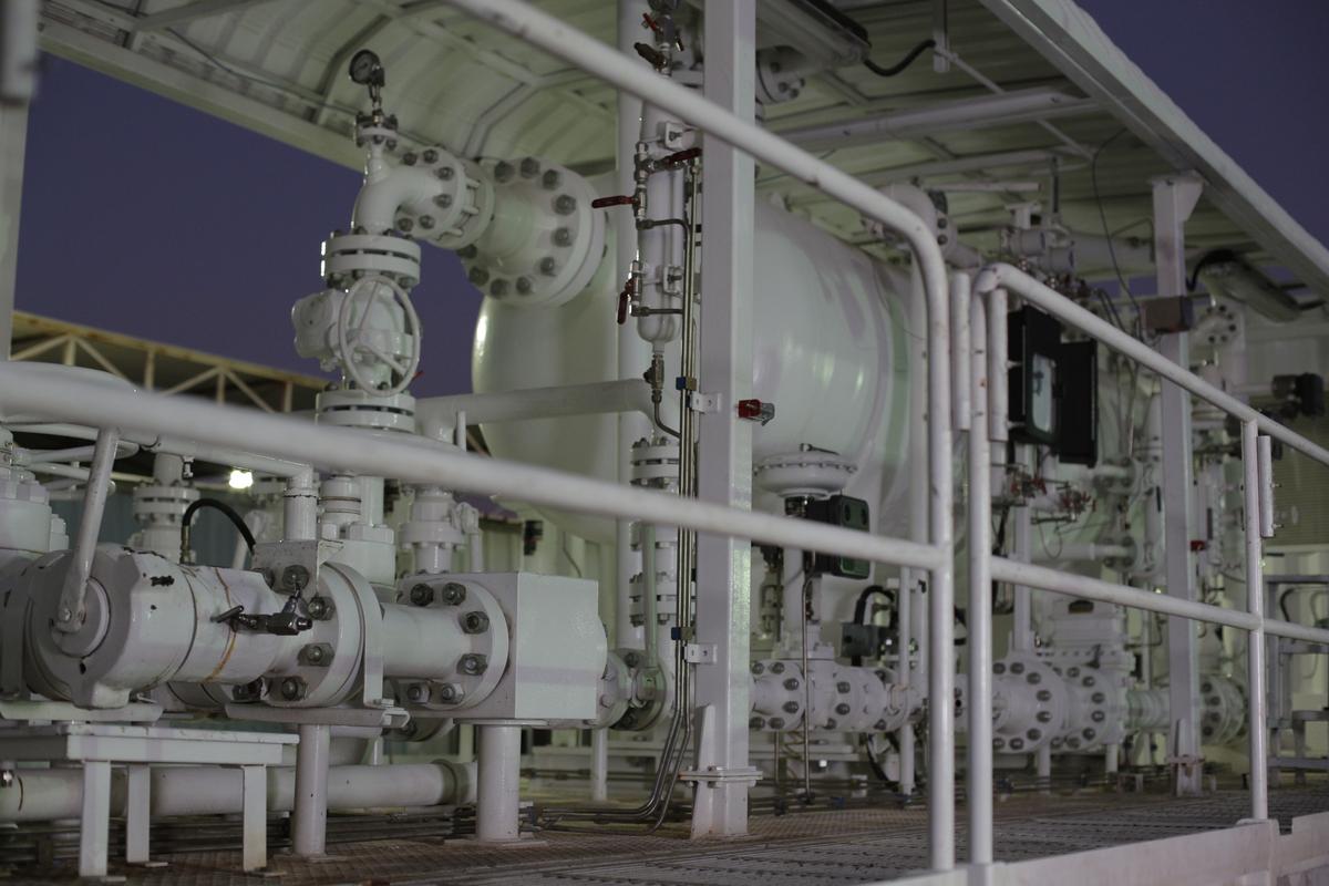 GOFSCO EPC facility piping at night